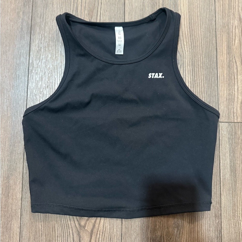 STAX Nandex Cropped Tank Black XS NWOT Sculpting Activewear Top